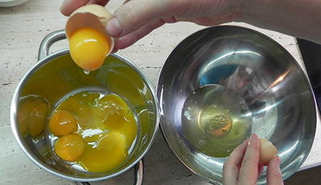 separating the yelks from the egg whites