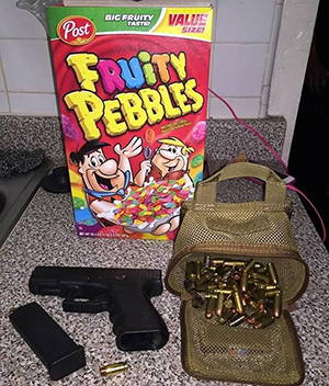 gun in cereal box