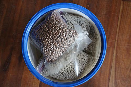 Rice and Beans in Bucket