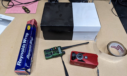 shoe box and electronics