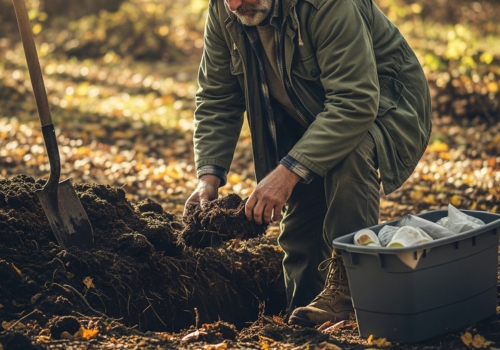 man burying food (bury items shtf) 