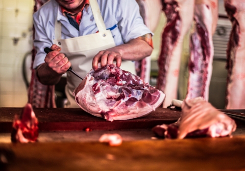 Butchering pig