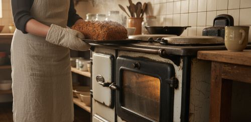 taking out calcium loaf from the oven