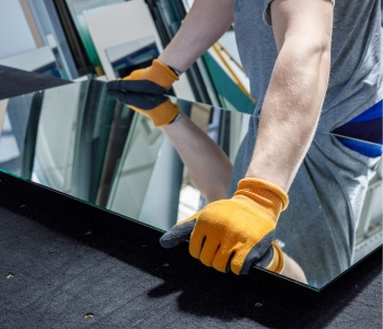 Man doing mirror installation for communication