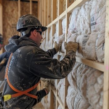 Men soundproofing home