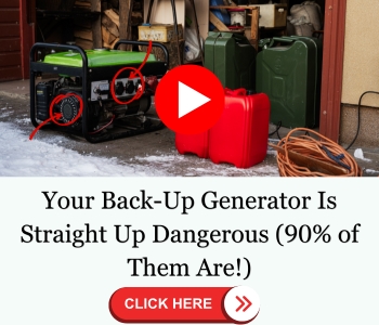 Banner presenting the idea tat the back-up genertor might be dangerous and that 90% of them are. You have to click on it to watch a video. 