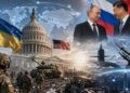 Cover photo with Putin and Xing Ping and other elements, such as solders, the white house and Ukraine's flag